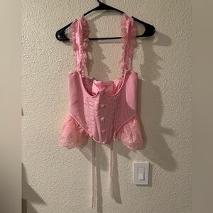 Elegant Pink Lace Under Bust Corset Top